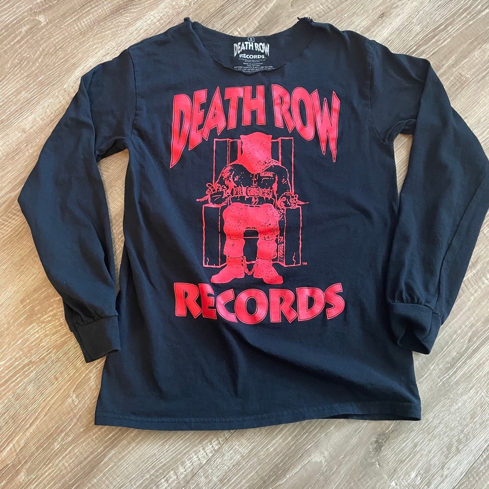 Death Row Records Mens Long Sleeve T-Shirt Small Black Cotton Graphic Hip Hop